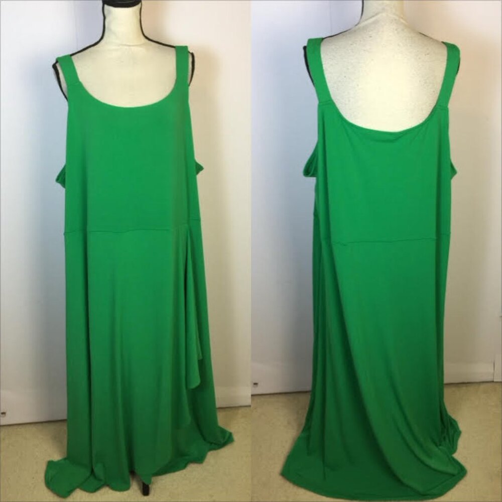 New! BROOKE SHIELDS Timeless Maxi Tank Dress 3X Green Knit Sleeveless
